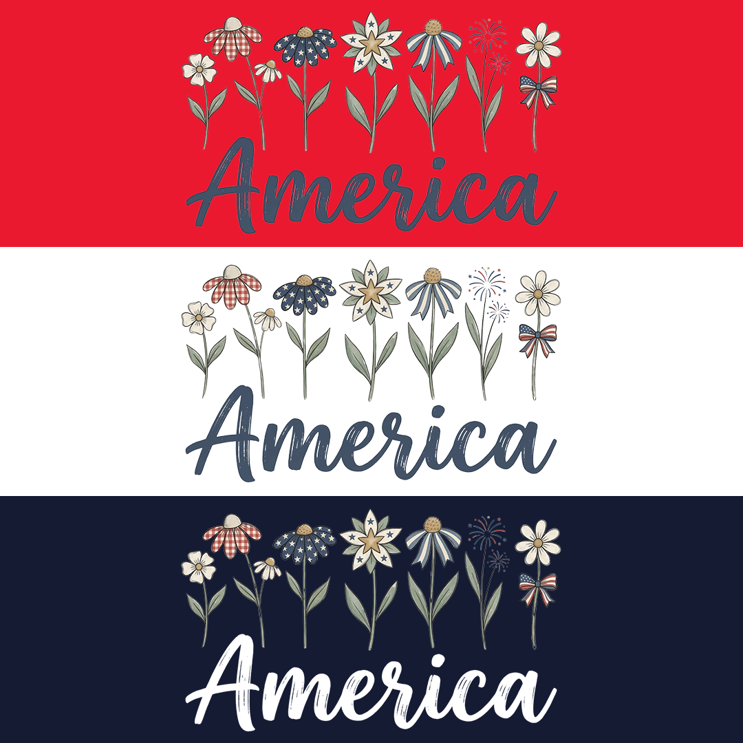 Flirty Floral America T-Shirt | Patriotic Graphic Tee