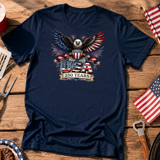 USA 250 Years Bald Eagle in the American Flag T-Shirt | Patriotic Anniversary Tee