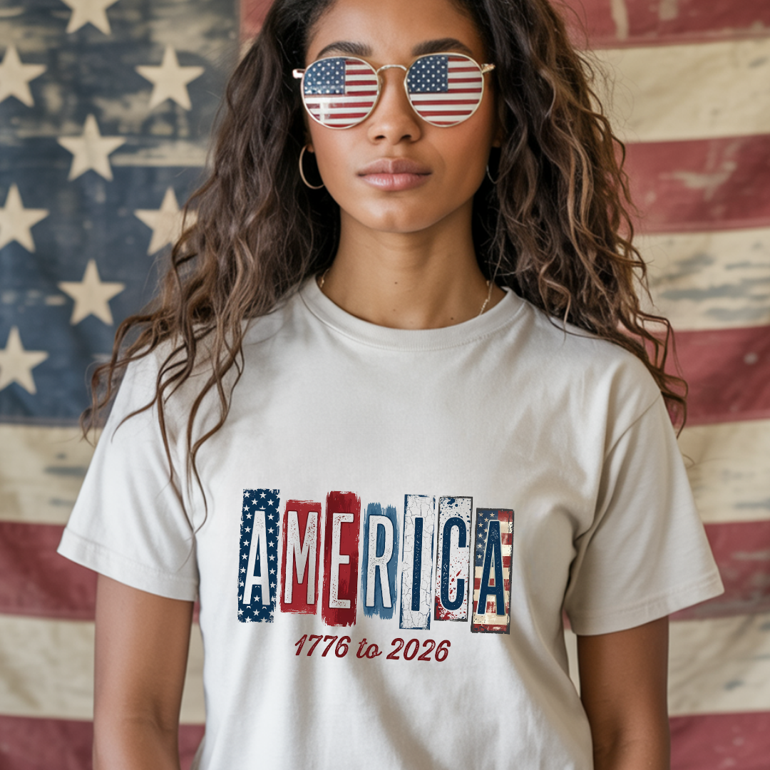 America Block Letters T-Shirt | Patriotic Vintage Graphic Tee